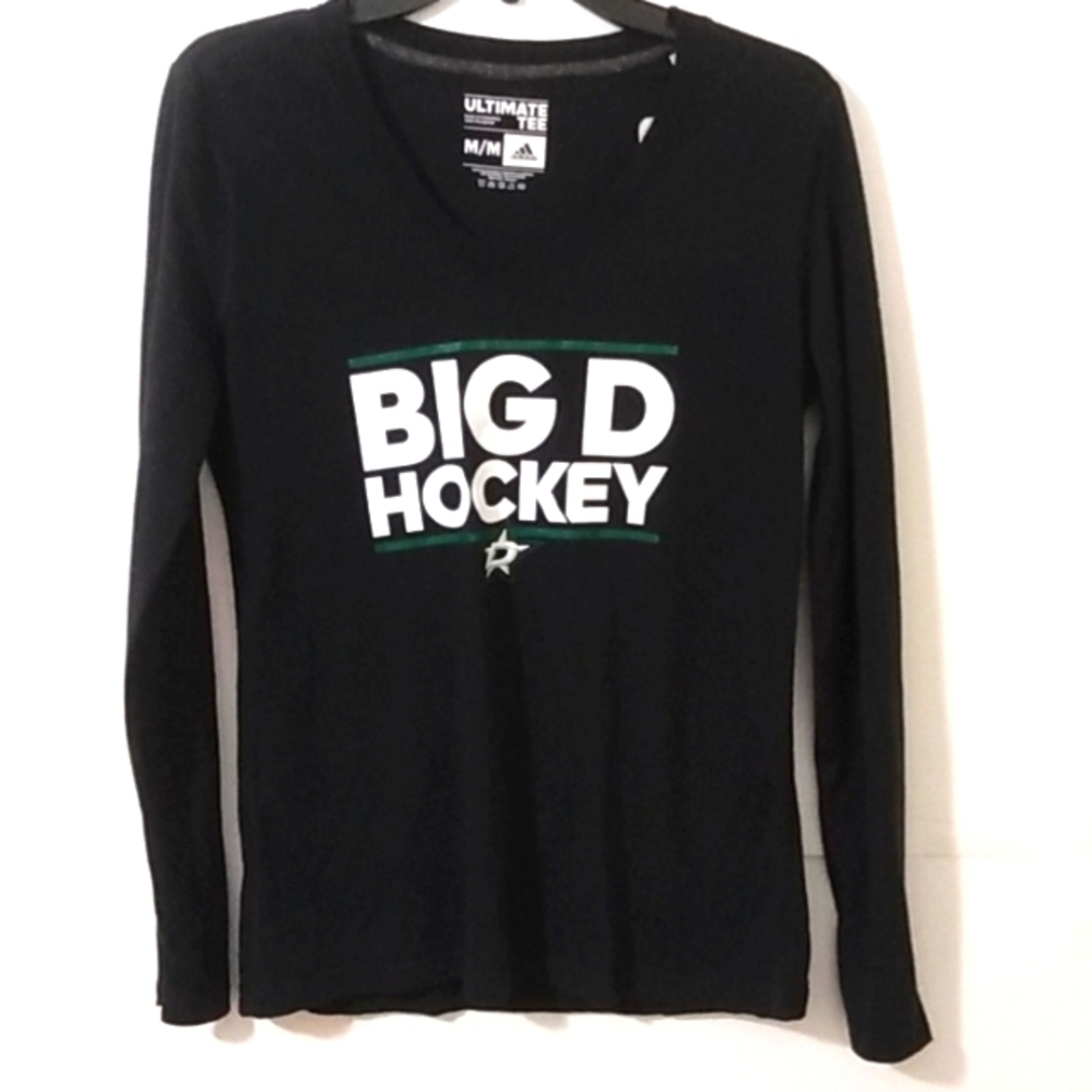 NHL ADIDAS V-NECK BLACK BIG D HOCKEY ULTIMATE TEE SIZE MEDIUM NWT